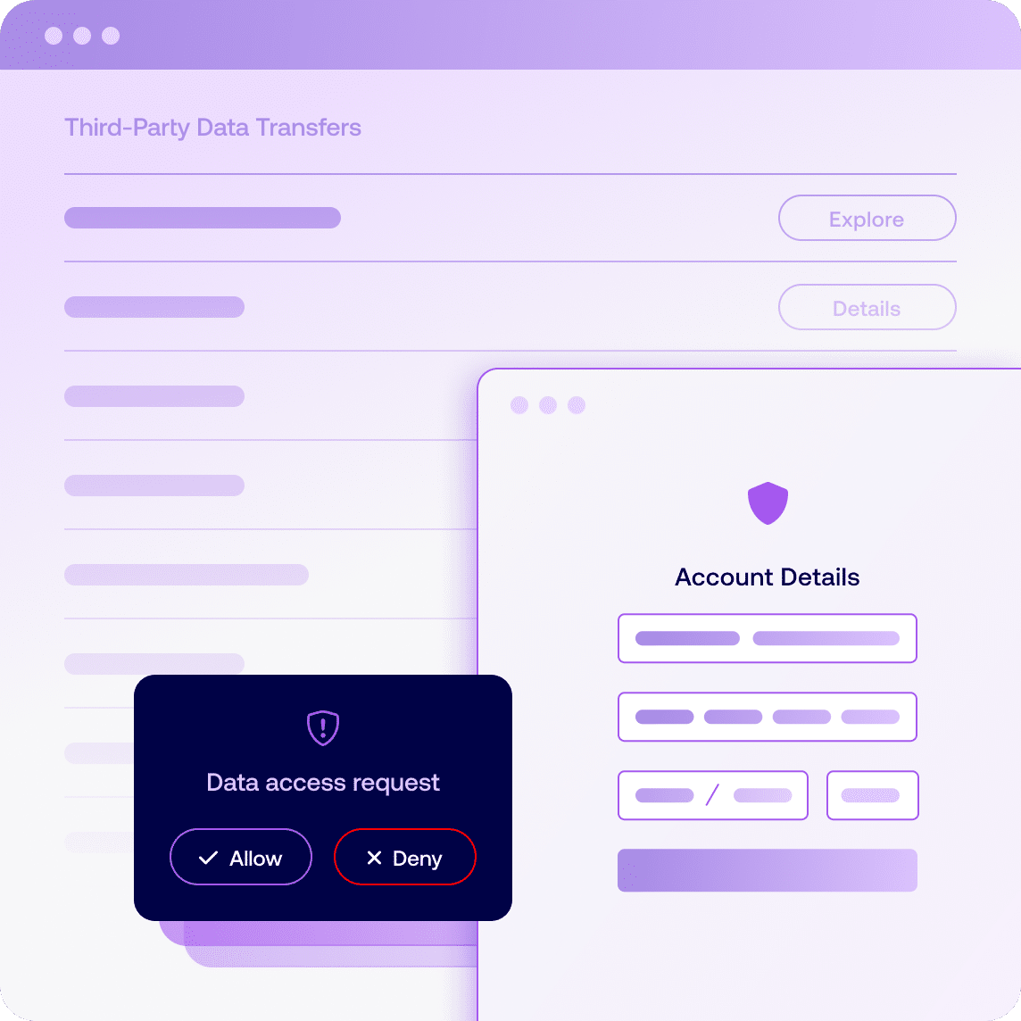 Web application security layers graphic with scripts and trackers