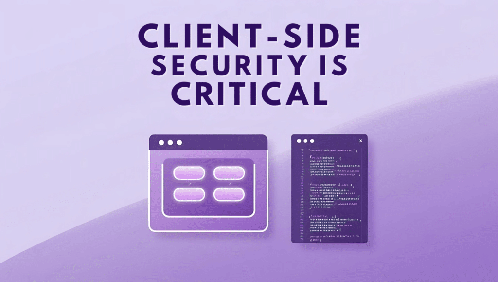 Illustration of a glowing browser interface and a code editor window below bold text that reads “Runtime Security is Critical,” set against a soft purple gradient background.